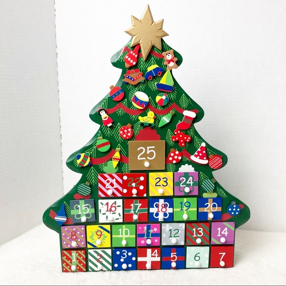 unbranded Holiday Wooden Christmas Tree Advent Calendar With